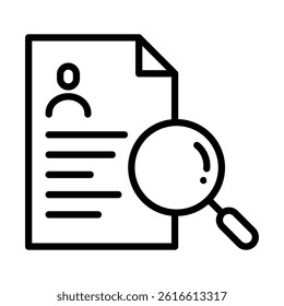 Employee data icon in line style with editable stroke. Worker data search icon in line style with editable stroke