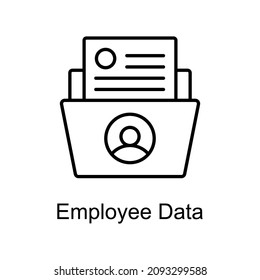 Employee Data vector outline icon for web isolated on white background EPS 10 file