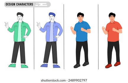 Employee design characters with different styles and expression. Vector illustration 