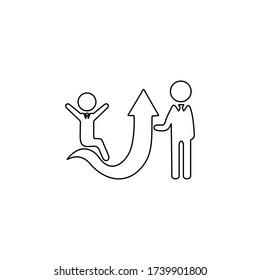 Concepto de desarrollo de los empleados. Signo de promoción de carrera. Icono de logro corporativo para el concepto de negocio.