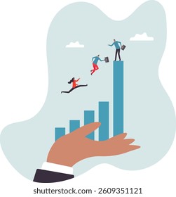 Employee development, talent management or career growth, staff engagement or teamwork and support for success,character for design.