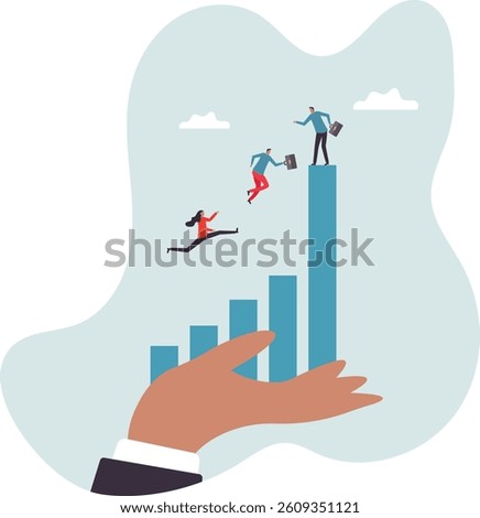 Employee development, talent management or career growth, staff engagement or teamwork and support for success,character for design.