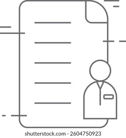 Employee document meeting icon with black outline style. career, linear, money, clock, isolated, resources, account. Vector Illustration