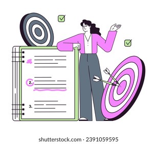 Eficiencia de los empleados. Multitarea productiva de los empleados empresariales. Administración del tiempo y optimización del trabajo. Establecimiento eficaz de objetivos y equilibrio entre la vida laboral y la vida personal. Ilustración vectorial plana