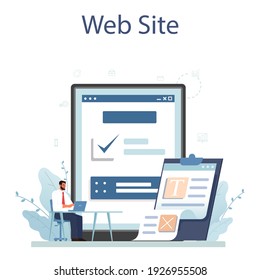 Employee efficiency online service or platform. Business staff management for a productive day. Human resources management. Website. Flat vector illustration