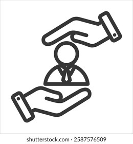 Employee Empowerment Outline Icon Vector Illustration