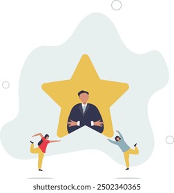 Employee engagement and best work appreciation bonus.ob stimulus and satisfaction with financial reward,flat design with people.