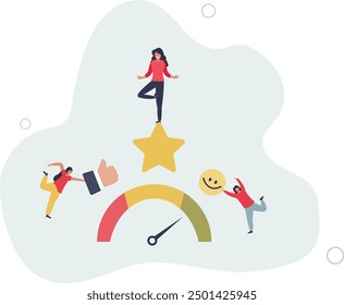 Employee engagement, commitment or motivation to success with company, staff dedication or job satisfaction.flat design with people.