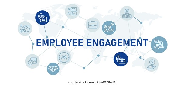 Employee engagement concept of workforce involvement staff commitment partnership management teamwork illustration