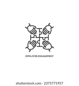 Mitarbeiter Engagement Symbol, Geschäftskonzept. Modernes Zeichen, lineares Piktogramm, Umrisssymbol, einfache Vorlage für dünnes Vektordesign