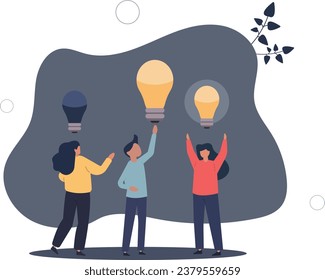 Employee engagement and motivation with inspiration.New idea generation in brainstorm team as professional staff stimulus .flat vector illustration