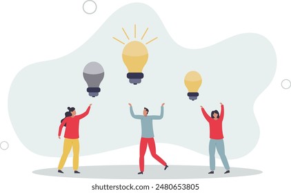 Employee engagement and motivation with inspiration.New idea generation in brainstorm team as professional staff stimulus .flat illustration.