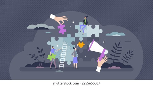 Employee engagement and motivation with work benefits tiny person concept. Professional job satisfaction with bonus, salary and inspiration factors vector illustration. Worker loyalty management.