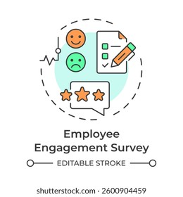 Employee engagement survey multi color concept icon. Feedback checklist, review. Round shape line illustration. Abstract idea. Graphic design. Easy to use in infographic, presentation