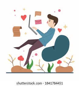 Empleado Disfruta Su Vector De Trabajo