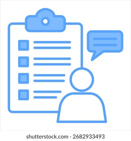 Ilustración vectorial de icono azul de evaluación de empleado