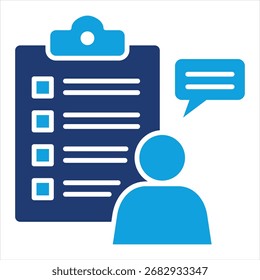 Ilustración vectorial plana del icono azul de la evaluación del empleado