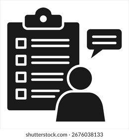 Ilustración vectorial de icono de glifo de evaluación de empleado