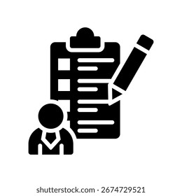 Ilustración vectorial de glifo de icono de evaluación de empleado