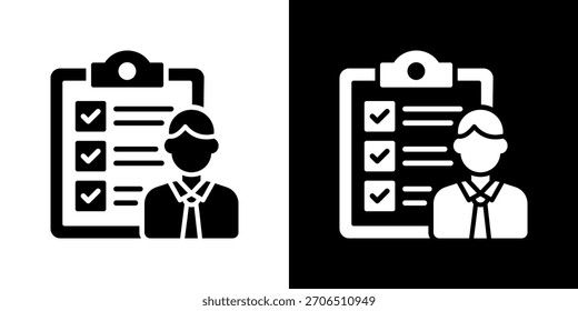 Ilustración vectorial de ícono de evaluación de empleado. Diseñado Para Una Flexibilidad Creativa En Versiones Claras Y Oscuras.
