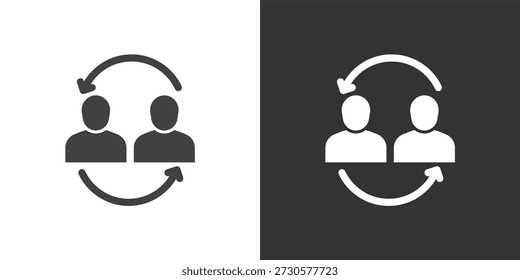 Icono de cambio o rotación de empleados. Icono de la serie de glifos sólidos