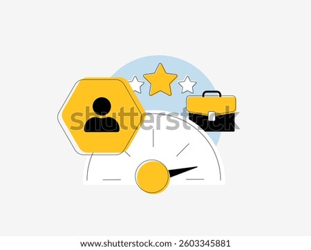 Employee experience concept with workplace satisfaction, career growth, team collaboration and work-life balance to improve engagement and productivity. Employee experience vector illustration
