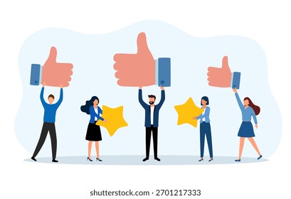 Ilustração do vetor plano do conceito de negócios da pesquisa de satisfação do trabalho do feedback do funcionário. Opinião de classificação de comentários do funcionário ou cliente.