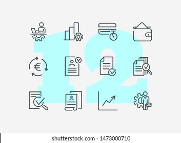 Employee file line icon set. Profile, personal data, CV, graph. Human resource concept. Can be used for topics like office work, career, personnel management