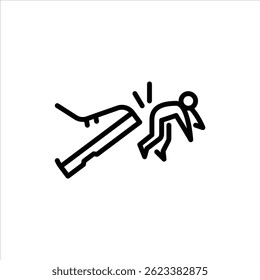 O funcionário disparou o ícone da estrutura de tópicos. figura chuta a ilustração de arte de linha.