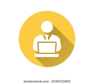 Employee flat icon with long shadow for graphic and web design.