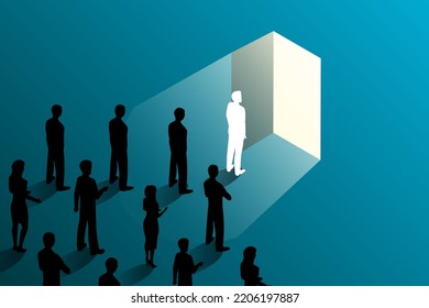 employee follow the leader in front of opened door