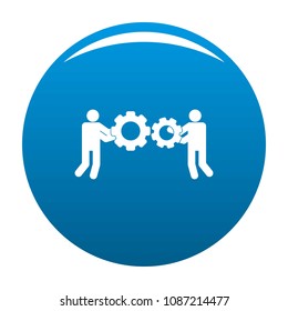 Employee with gear icon. Simple illustration of employee with gear vector icon for any design blue