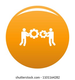 Employee with gear icon. Simple illustration of employee with gear vector icon for any design orange