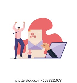 Employee get New Job Offer, Employment and Recruitment Illustration, Human Resources select Candidate