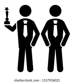 
An employee is getting award for good work achievement 
