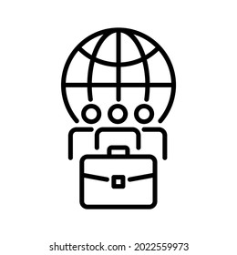 Empleado con global. Vector de línea. Aislar sobre fondo blanco.