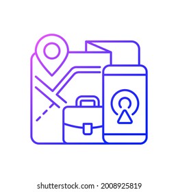 Employee gps tracking gradient linear vector icon. Online tracker for mobile phone. Software to control productivity. Thin line color symbols. Modern style pictogram. Vector isolated outline drawing