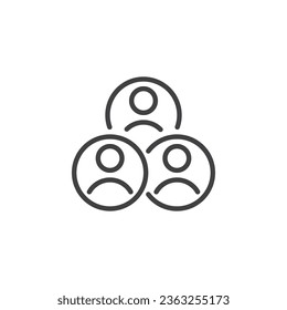 Employee group line icon. linear style sign for mobile concept and web design. Group of people in a circle outline vector icon. Symbol, logo illustration. Vector graphics