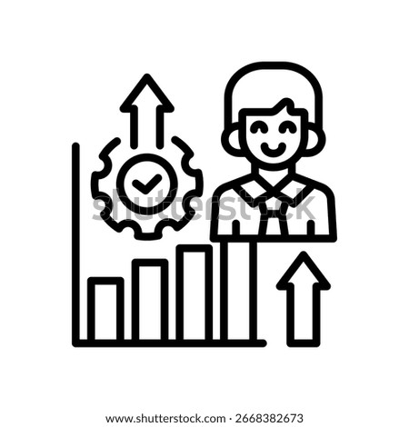 Employee Growth Icon Line Vector Illustration