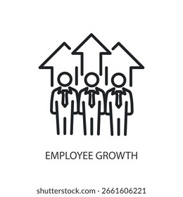 Iconos de vectores de línea delgada de crecimiento de empleados.