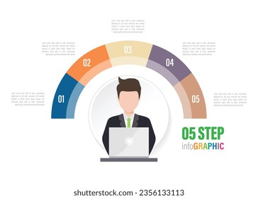 employee half circle Pie charts for infographics. Elements with 3, 4, 5, 6, 7, 8, 9, 10 steps, options.