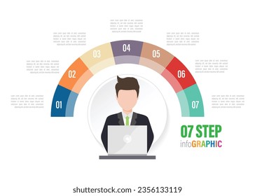 employee half circle Pie charts for infographics. Elements with 3, 4, 5, 6, 7, 8, 9, 10 steps, options.