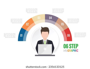 Mitarbeiter Halbkreis Pie-Diagramme für Infografiken. Elemente mit 3, 4, 5, 6, 7, 8, 9, 10 Schritten, Optionen.