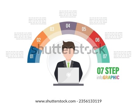 employee half circle Pie charts for infographics. Elements with 3, 4, 5, 6, 7, 8, 9, 10 steps, options.