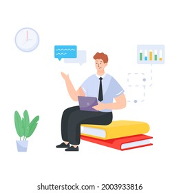 An employee handbook in flat vector illustration