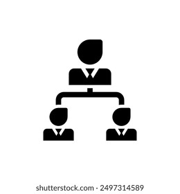 Employee hierarchy flowchart icon,black solid vector icon for business,finance,corporate