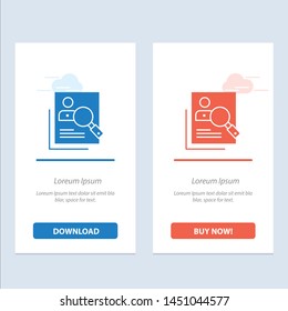 Employee, Hr, Human, Hunting, Personal, Resources, Resume, Search  Blue and Red Download and Buy Now web Widget Card Template