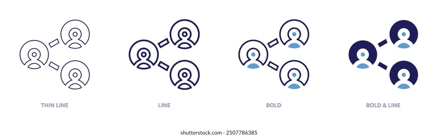 Icono de empleado en 4 estilos diferentes. Línea delgada, línea, negrita y línea negrita. Estilo duotono. Trazo editable.