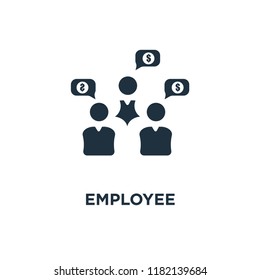 Employee icon. Black filled vector illustration. Employee symbol on white background. Can be used in web and mobile.
