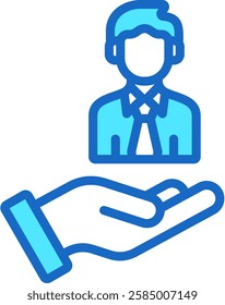 Employee Icon Blue Color Vector Illustration